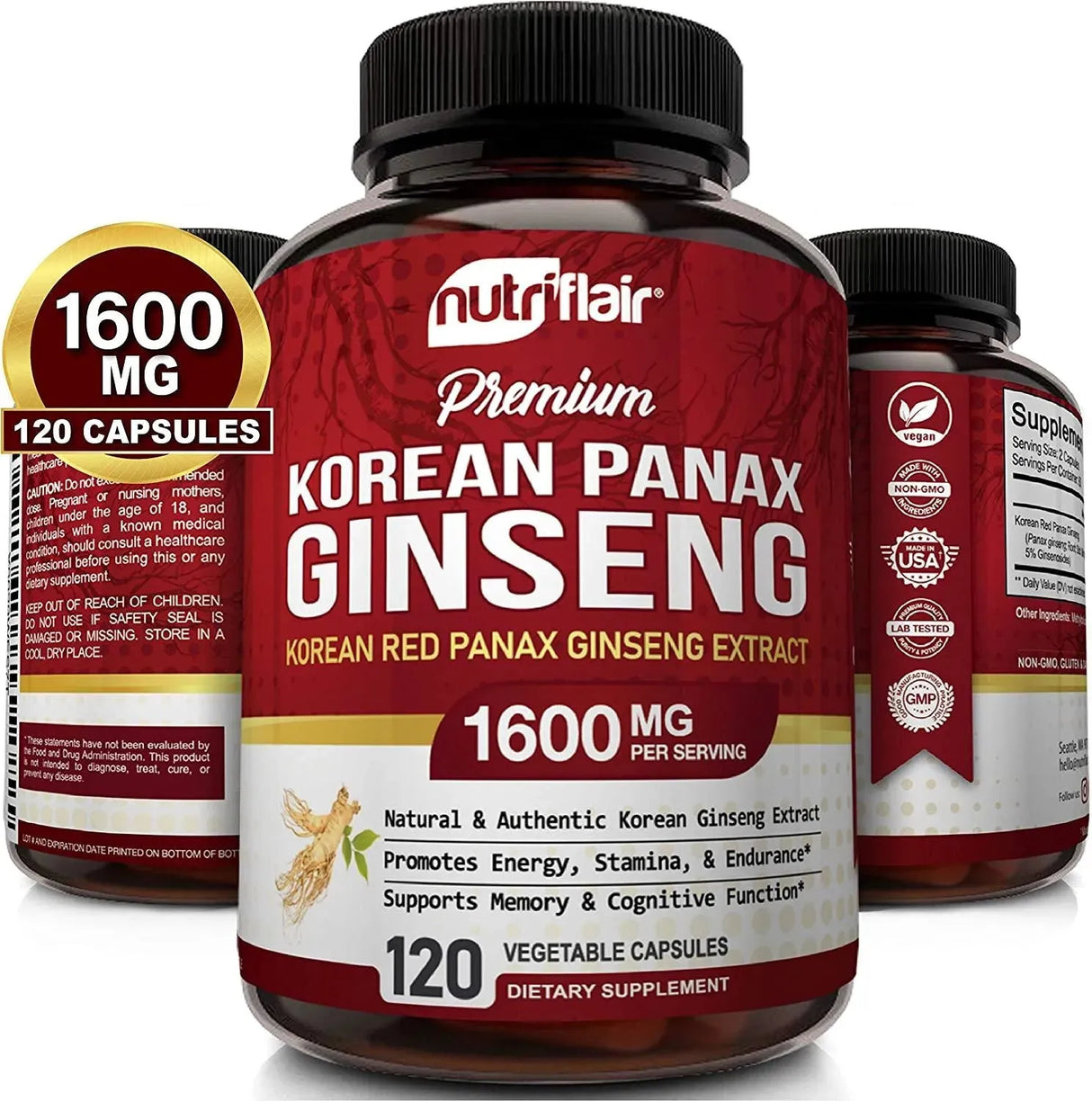 NUTRIFLAIR - NutriFlair Korean Red Panax Ginseng 1600Mg. 120 Capsulas - The Red Vitamin MX - Suplementos Alimenticios - {{ shop.shopifyCountryName }}