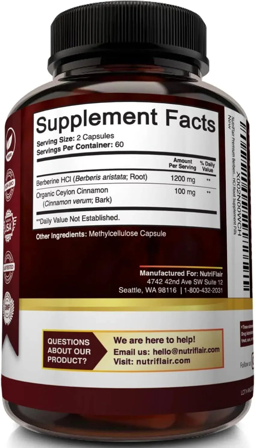 NUTRIFLAIR - NutriFlair Premium Berberine HCL 1200Mg. 120 Capsulas - The Red Vitamin MX - Suplementos Alimenticios - {{ shop.shopifyCountryName }}