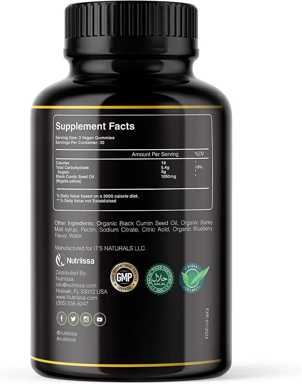 NUTRIISSA - Nutriissa Organic Black Seed Oil Gummy 1050Mg. 90 Gomitas - The Red Vitamin MX - Suplementos Alimenticios - {{ shop.shopifyCountryName }}