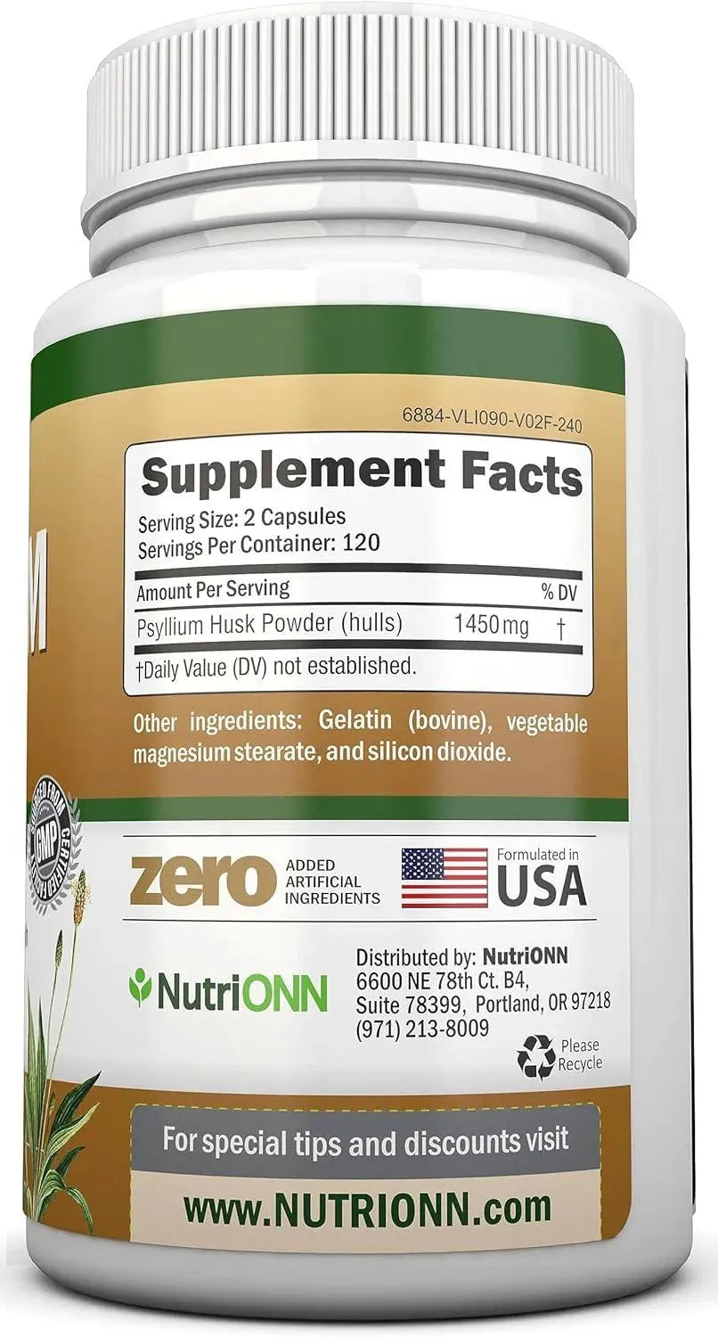 NUTRIONN - NutriONN PSYLLIUM Husk 1450Mg. 240 Capsulas - The Red Vitamin MX - Suplementos Alimenticios - {{ shop.shopifyCountryName }}