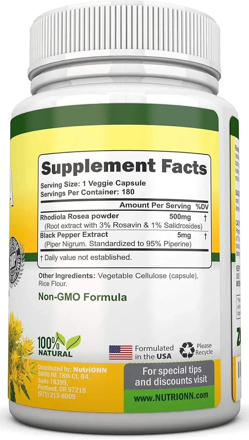 NUTRIONN - NutriONN Rhodiola Rosea 500Mg. 180 Capsulas - The Red Vitamin MX - Suplementos Alimenticios - {{ shop.shopifyCountryName }}