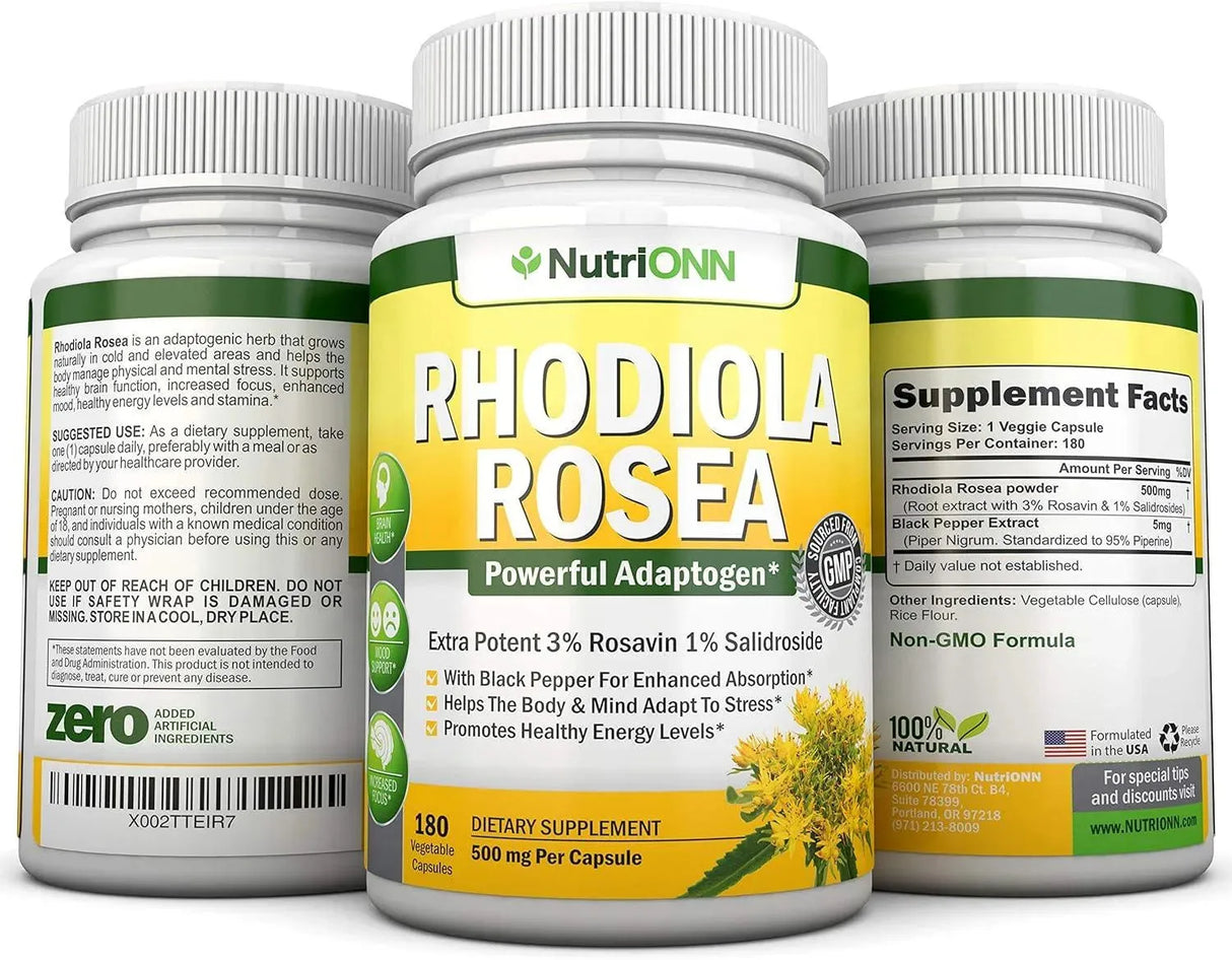 NUTRIONN - NutriONN Rhodiola Rosea 500Mg. 180 Capsulas - The Red Vitamin MX - Suplementos Alimenticios - {{ shop.shopifyCountryName }}