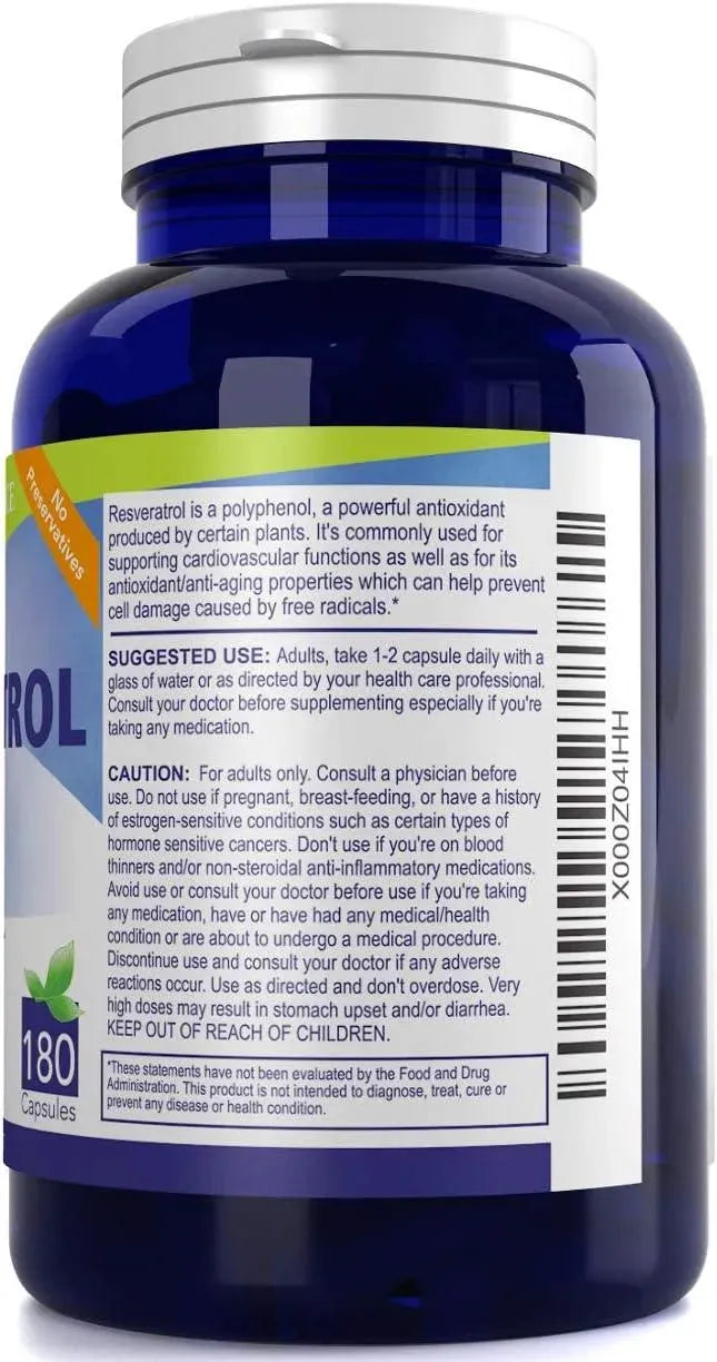 NUTRISSENCE - Nutrissence Resveratrol 500Mg. 180 Capsulas - The Red Vitamin MX - Suplementos Alimenticios - {{ shop.shopifyCountryName }}