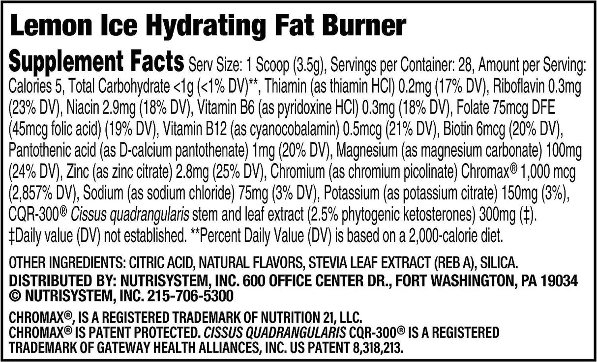 NUTRISYSTEM - Nutrisystem Hydrating Fat Burner Lemon Ice 28 Servicios 98Gr. - The Red Vitamin MX - Suplementos Alimenticios - {{ shop.shopifyCountryName }}