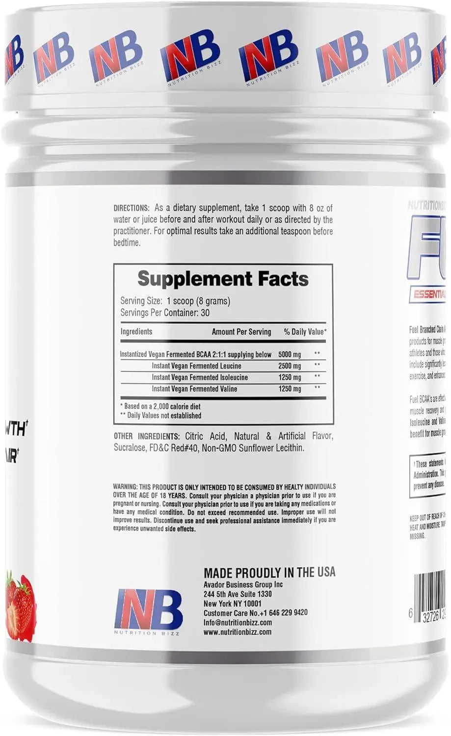 NUTRITIONBIZZ - NutritionBizz BCAA Powder 30 Servicios Juicy Strawberry Flavor 240Gr. - The Red Vitamin MX - Suplementos Alimenticios - {{ shop.shopifyCountryName }}