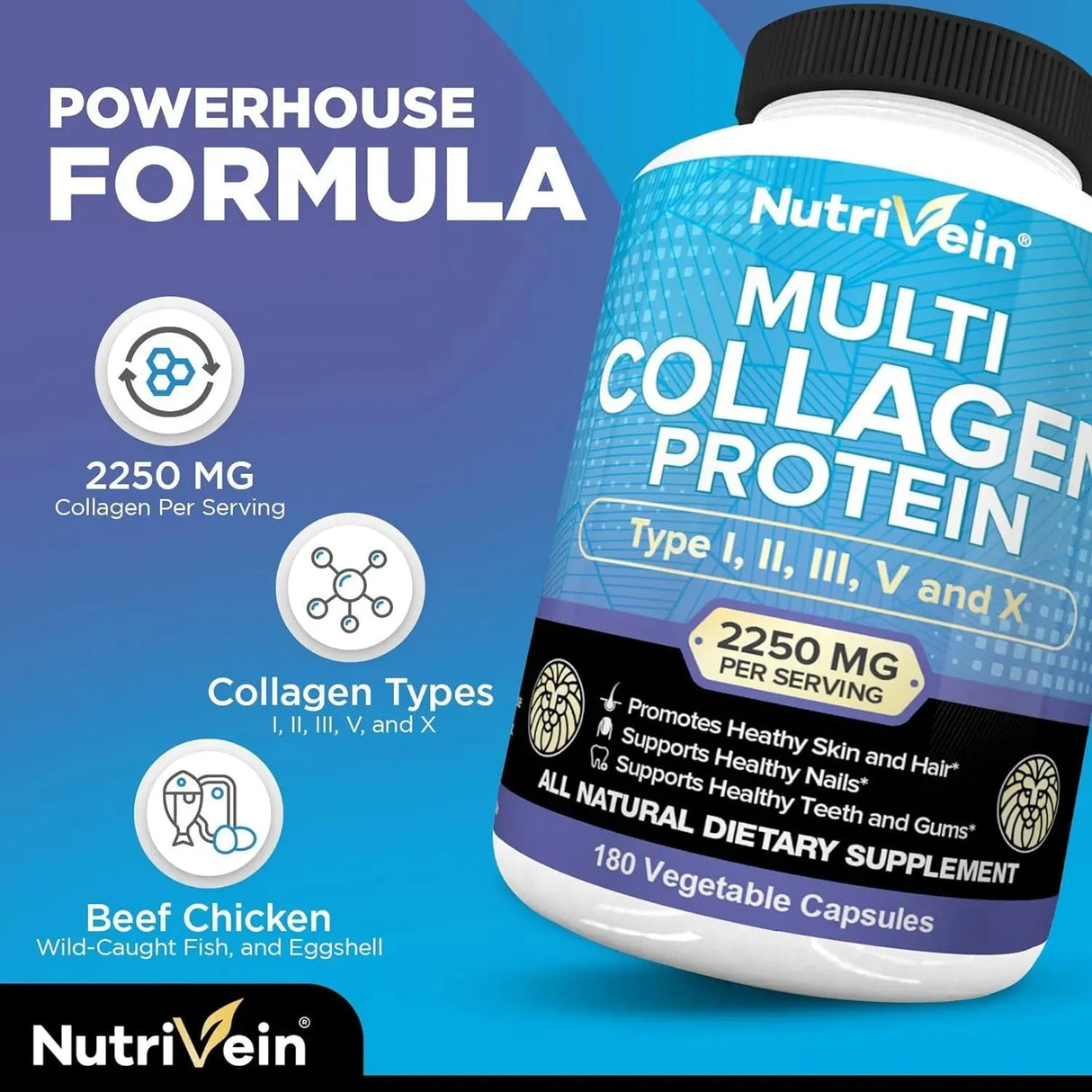 NUTRIVEIN - Nutrivein Multi Collagen 2250Mg. 180 Capsulas - The Red Vitamin MX - Suplementos Alimenticios - {{ shop.shopifyCountryName }}