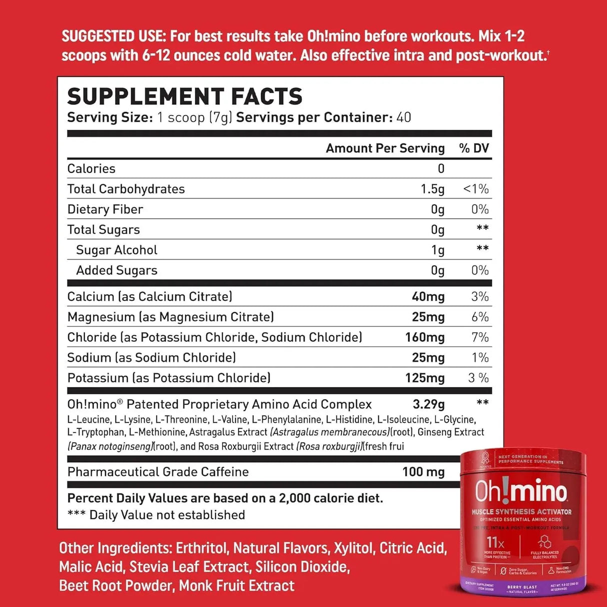 OH!MINO - Oh!mino Amino Acid Energy Blend Caffeinated Berry Blast 280Gr. - The Red Vitamin MX - Suplementos Alimenticios - {{ shop.shopifyCountryName }}