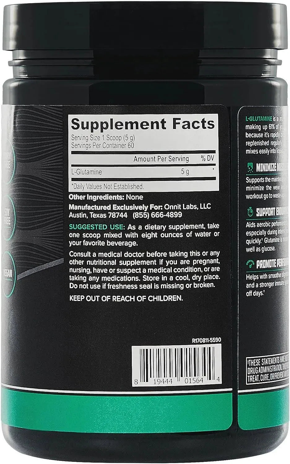 ONNIT - Onnit Glutamine 60 Servicios 315Gr. - The Red Vitamin MX - Suplementos Alimenticios - {{ shop.shopifyCountryName }}