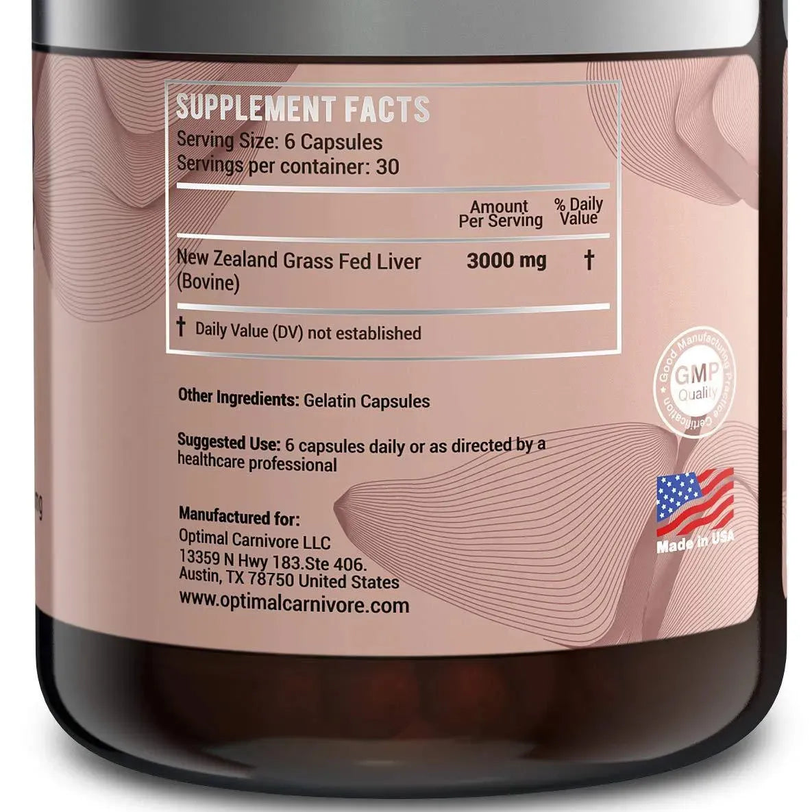 OPTIMAL CARNIVORE - Optimal Carnivore Grass Fed Beef Liver 500Mg. 180 Capsulas - The Red Vitamin MX - Suplementos Alimenticios - {{ shop.shopifyCountryName }}