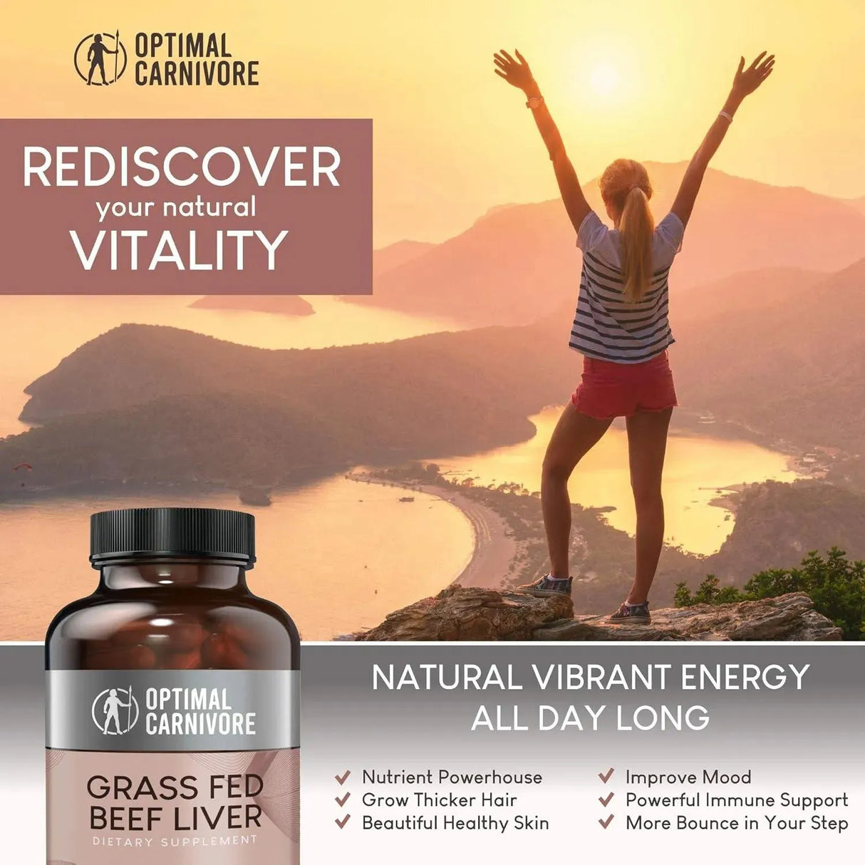 OPTIMAL CARNIVORE - Optimal Carnivore Grass Fed Beef Liver 500Mg. 180 Capsulas - The Red Vitamin MX - Suplementos Alimenticios - {{ shop.shopifyCountryName }}