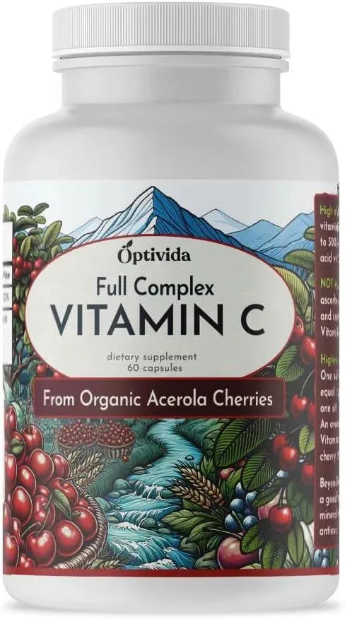 OPTIVIDA - OPTIVIDA Vitamin C Plant-Based Complex: Natural Organic Acerola Cherry Extract 60 Capsulas - The Red Vitamin MX - Suplementos Alimenticios - {{ shop.shopifyCountryName }}