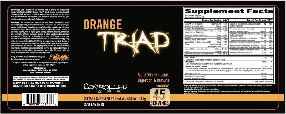 ORANGE TRIAD - Orange Triad Daily Multivitamin for Men and Women 270 Tabletas - The Red Vitamin MX - Suplementos Alimenticios - {{ shop.shopifyCountryName }}