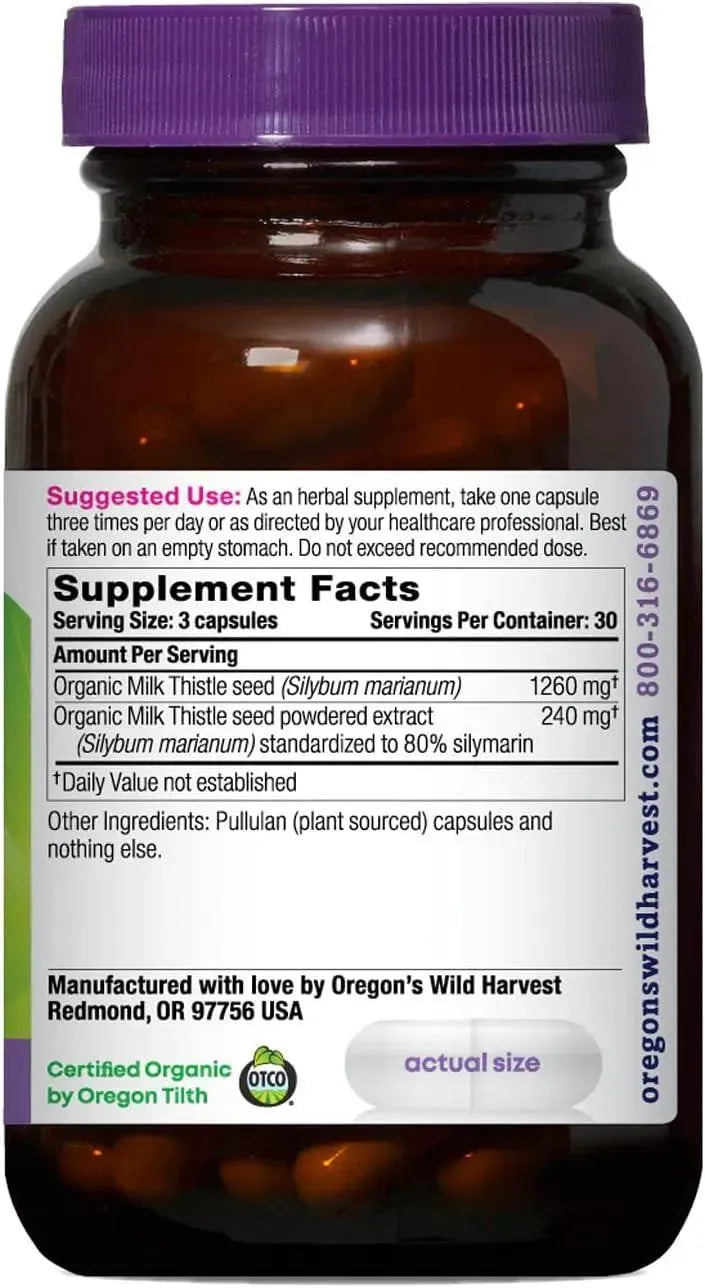 OREGON'S WILD HARVEST - Oregon's Wild Harvest Certified Organic Milk Thistle Herbal Supplement 90 Capsulas - The Red Vitamin MX - Suplementos Alimenticios - {{ shop.shopifyCountryName }}