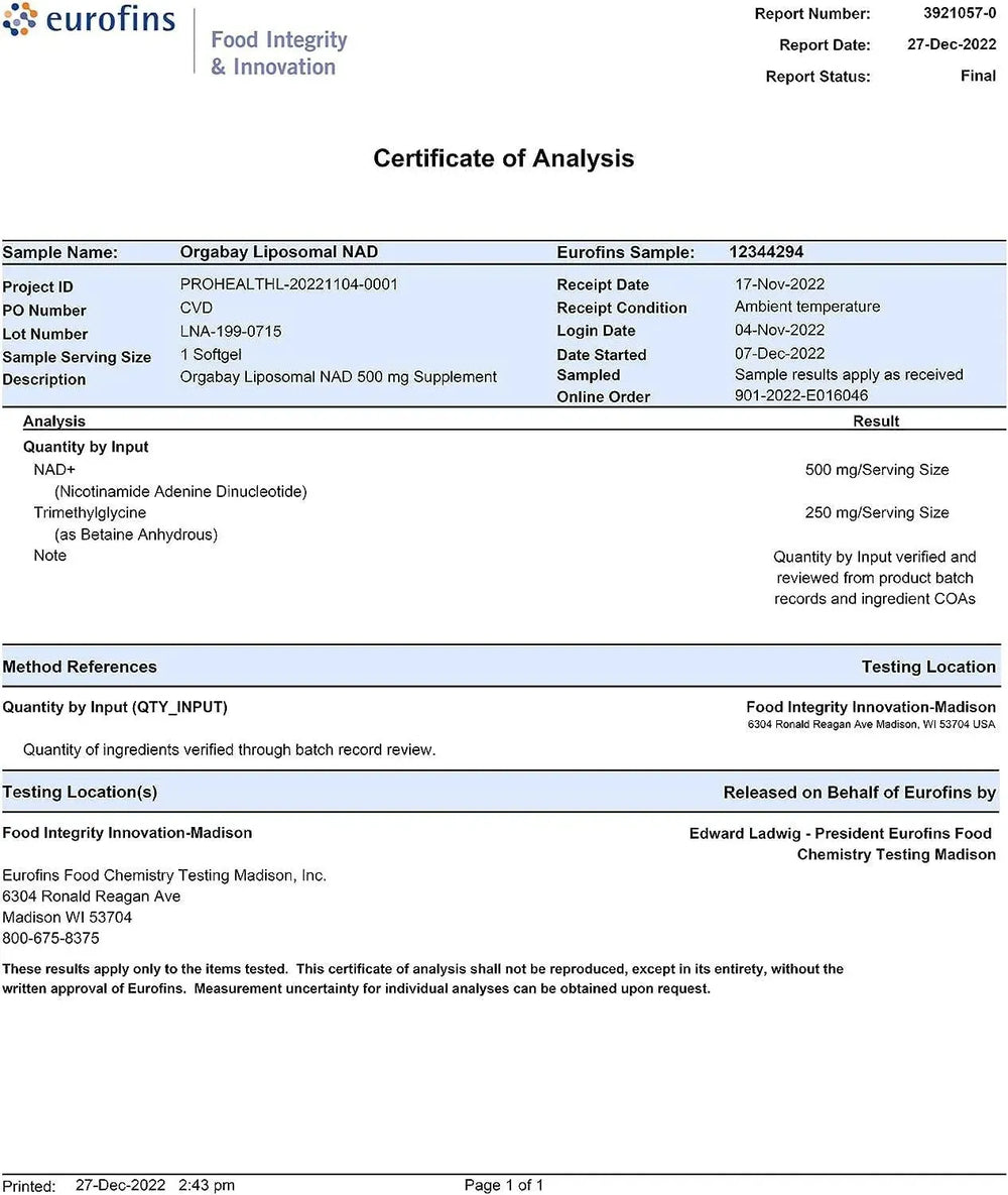 ORGABAY - Orgabay Liposomal NAD+ 500Mg. Supplement 60 Capsulas Blandas - The Red Vitamin MX - Suplementos Alimenticios - {{ shop.shopifyCountryName }}