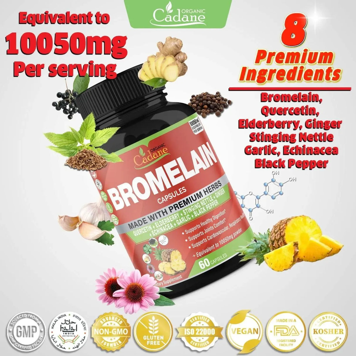 ORGANIC CADANE - Organic Cadane Bromelain Extract 10050Mg. 60 Capsulas - The Red Vitamin MX - Suplementos Alimenticios - {{ shop.shopifyCountryName }}