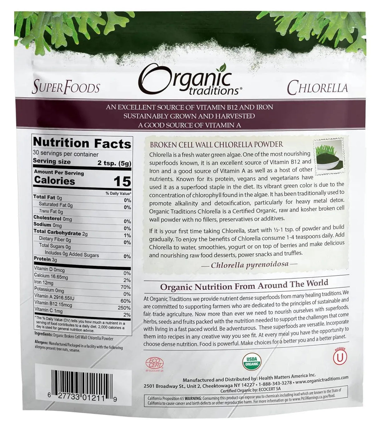 ORGANIC TRADITIONS - Organic Traditions Chlorella Powder 150Gr. - The Red Vitamin MX - Suplementos Alimenticios - {{ shop.shopifyCountryName }}