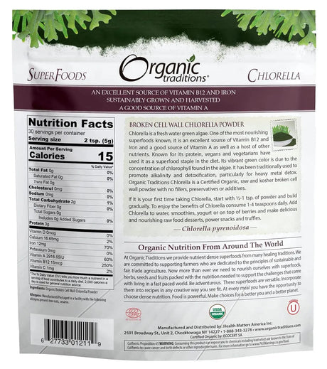 ORGANIC TRADITIONS - Organic Traditions Chlorella Powder 150Gr. - The Red Vitamin MX - Suplementos Alimenticios - {{ shop.shopifyCountryName }}