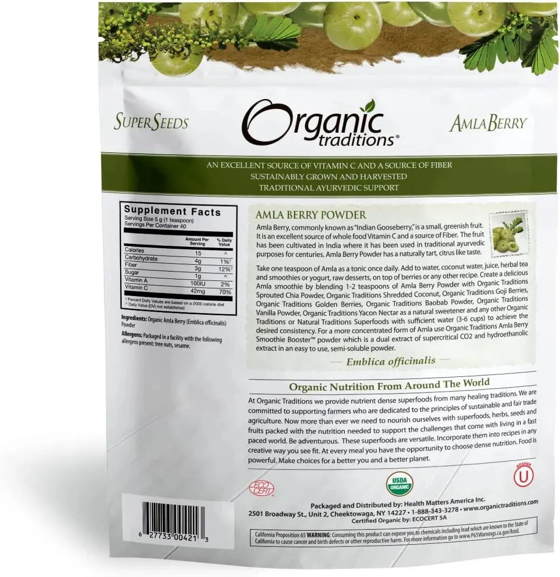 ORGANIC TRADITIONS - Organic Traditions Organic Amla Berry Powder 454Gr. - The Red Vitamin MX - Suplementos Alimenticios - {{ shop.shopifyCountryName }}