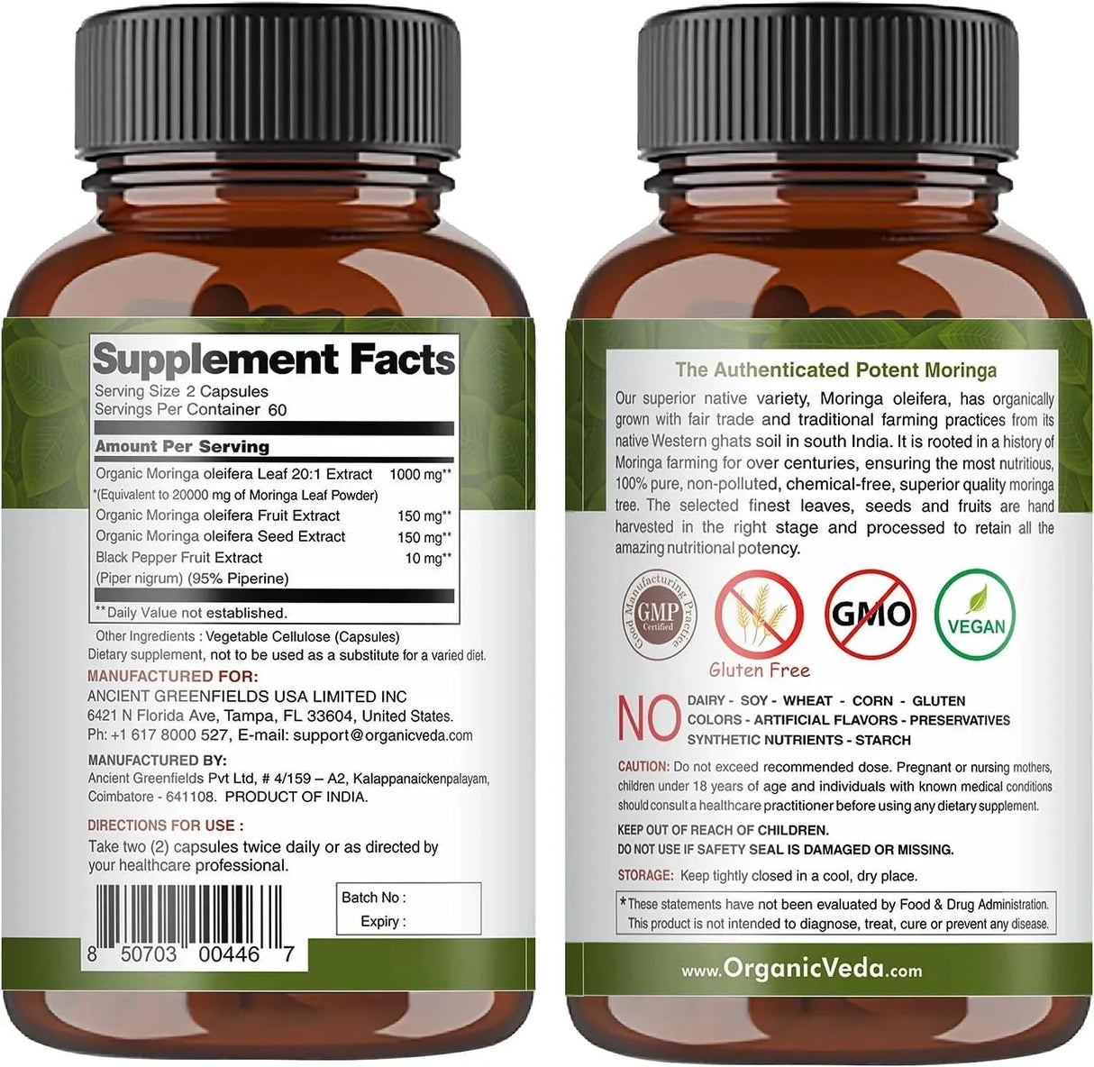 ORGANIC VEDA - Organic Veda Moringa Capsules Potent Extracts 120 Capsulas - The Red Vitamin MX - Suplementos Alimenticios - {{ shop.shopifyCountryName }}