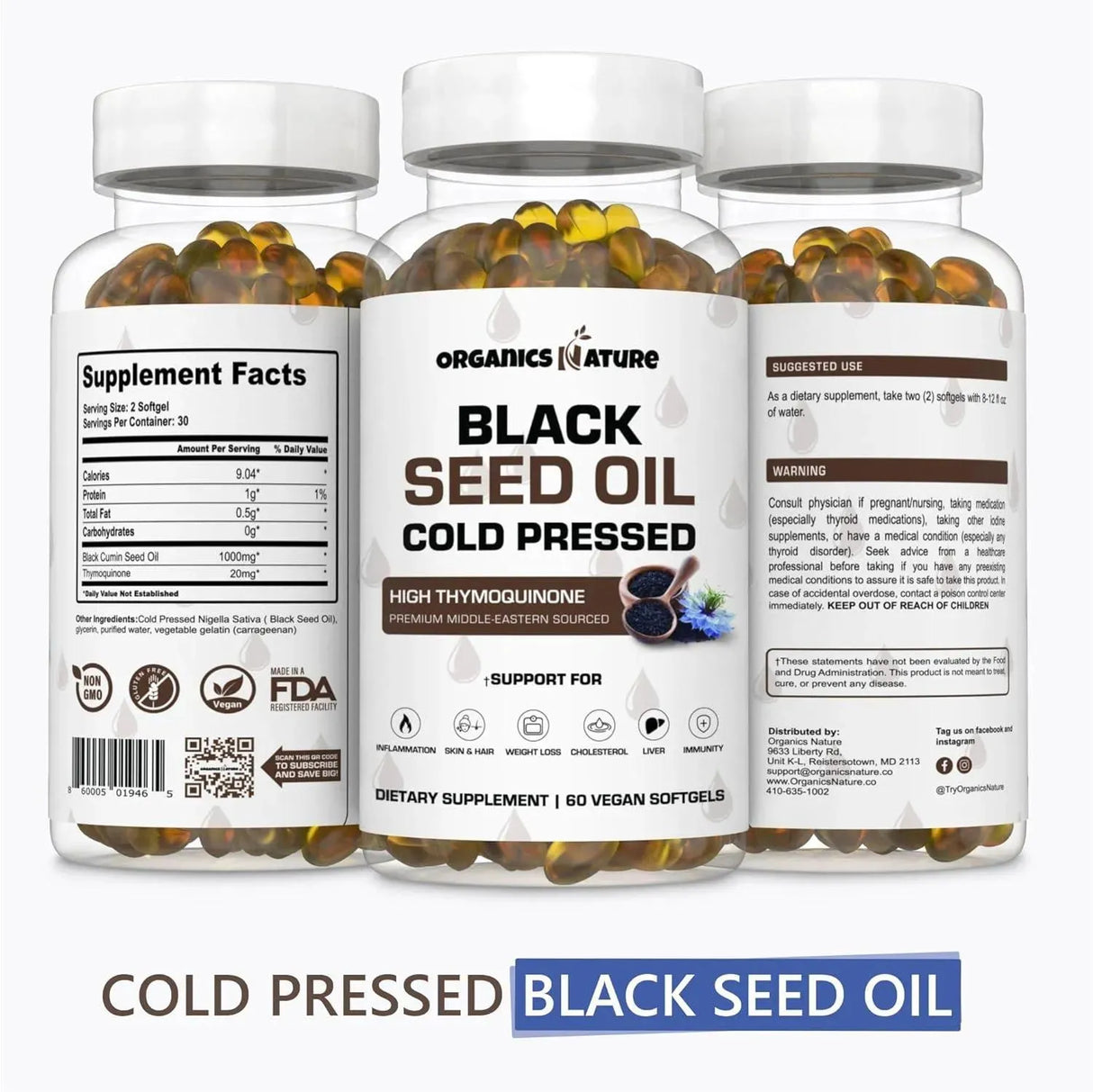 ORGANICS NATURE - ORGANICS NATURE Black Seed Oil 1000Mg. 60 Capsulas Blandas - The Red Vitamin MX - Suplementos Alimenticios - {{ shop.shopifyCountryName }}