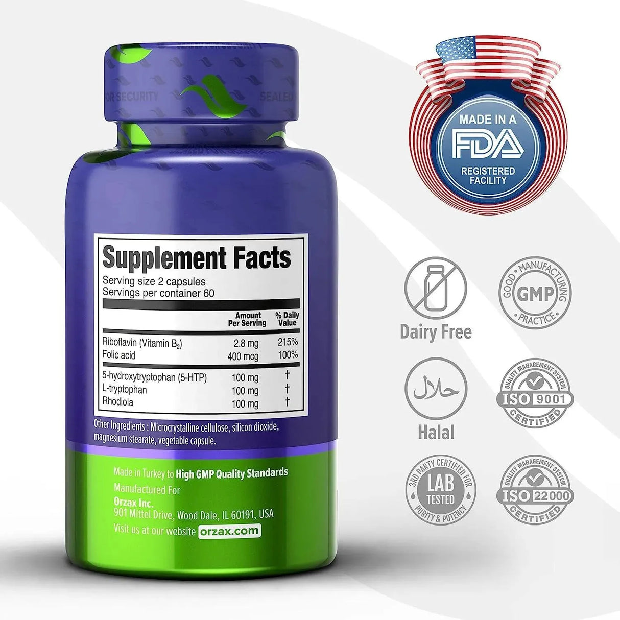 ORZAX - ORZAX 5-HTP with L-Tryptophan & Rhodiola, 100Mg. 120 Capsulas - The Red Vitamin MX - Suplementos Alimenticios - {{ shop.shopifyCountryName }}