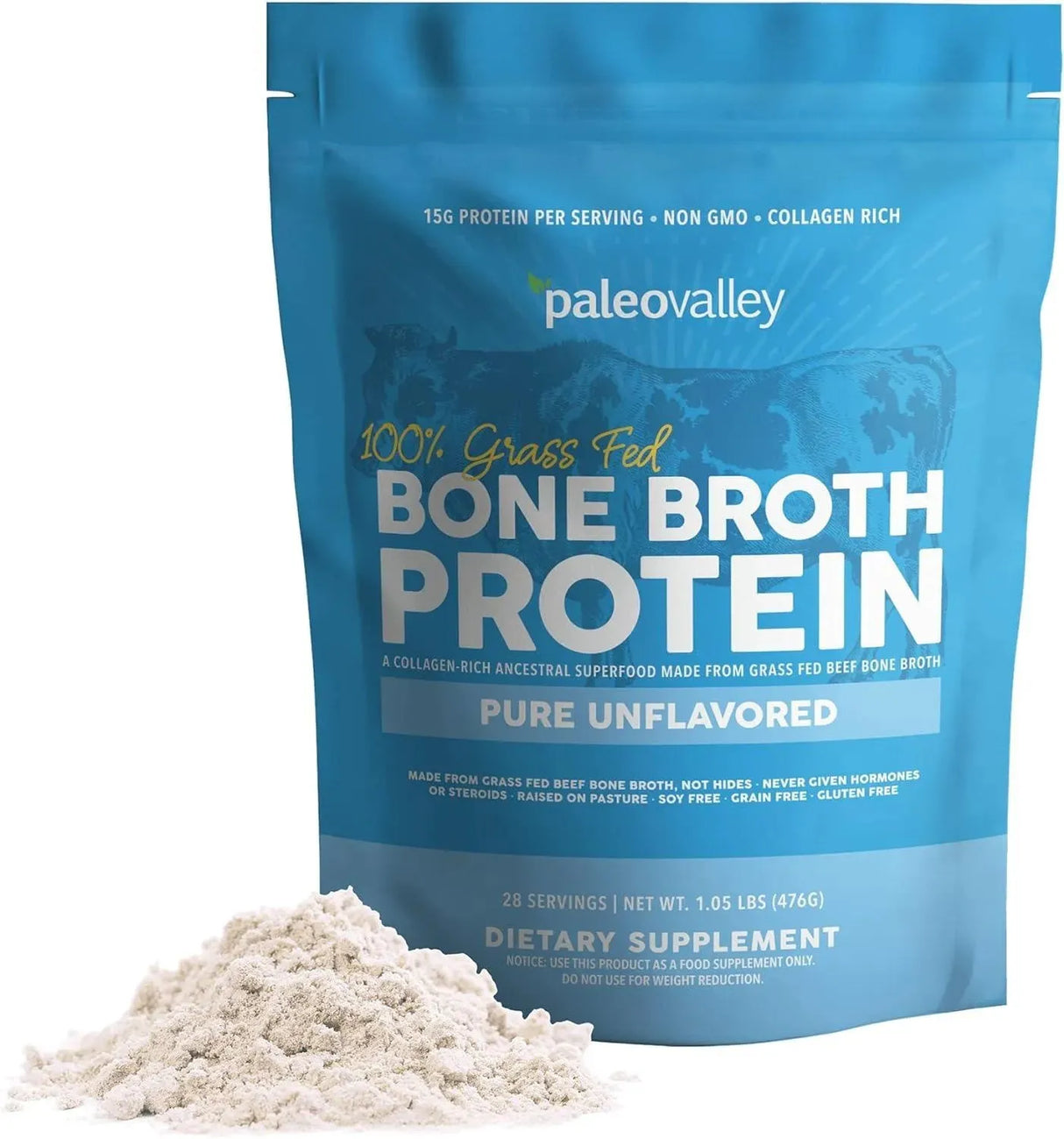 PALEOVALLEY - Paleovalley 100% Grass Fed Beef Bone Broth Protein Powder 476Gr. - The Red Vitamin MX - Suplementos Alimenticios - {{ shop.shopifyCountryName }}