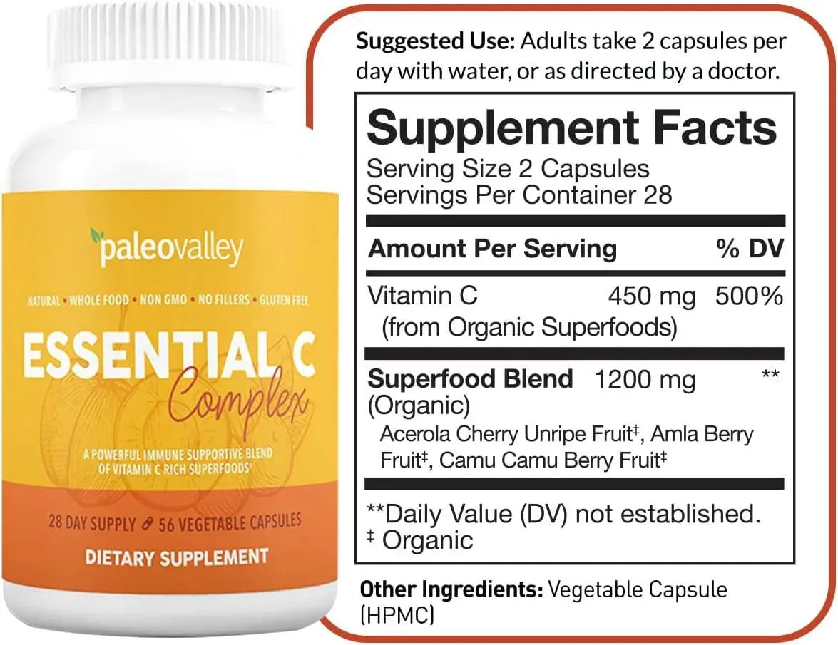 PALEOVALLEY - Paleovalley Essential C Complex 56 Capsulas - The Red Vitamin MX - Suplementos Alimenticios - {{ shop.shopifyCountryName }}