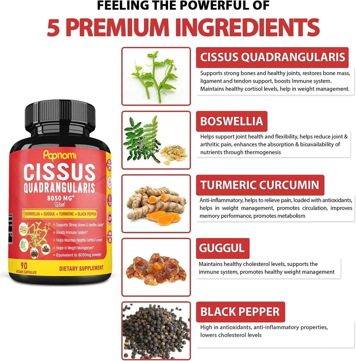 PAPNAMI - Papnami Super Cissus Quadrangularis Extract 8050Mg. 90 Capsulas - The Red Vitamin MX - Suplementos Alimenticios - {{ shop.shopifyCountryName }}