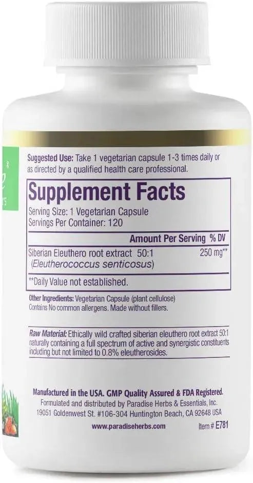 PARADISE HERBS - Paradise Herbs Eleuthero Root Extract 120 Capsulas - The Red Vitamin MX - Suplementos Alimenticios - {{ shop.shopifyCountryName }}