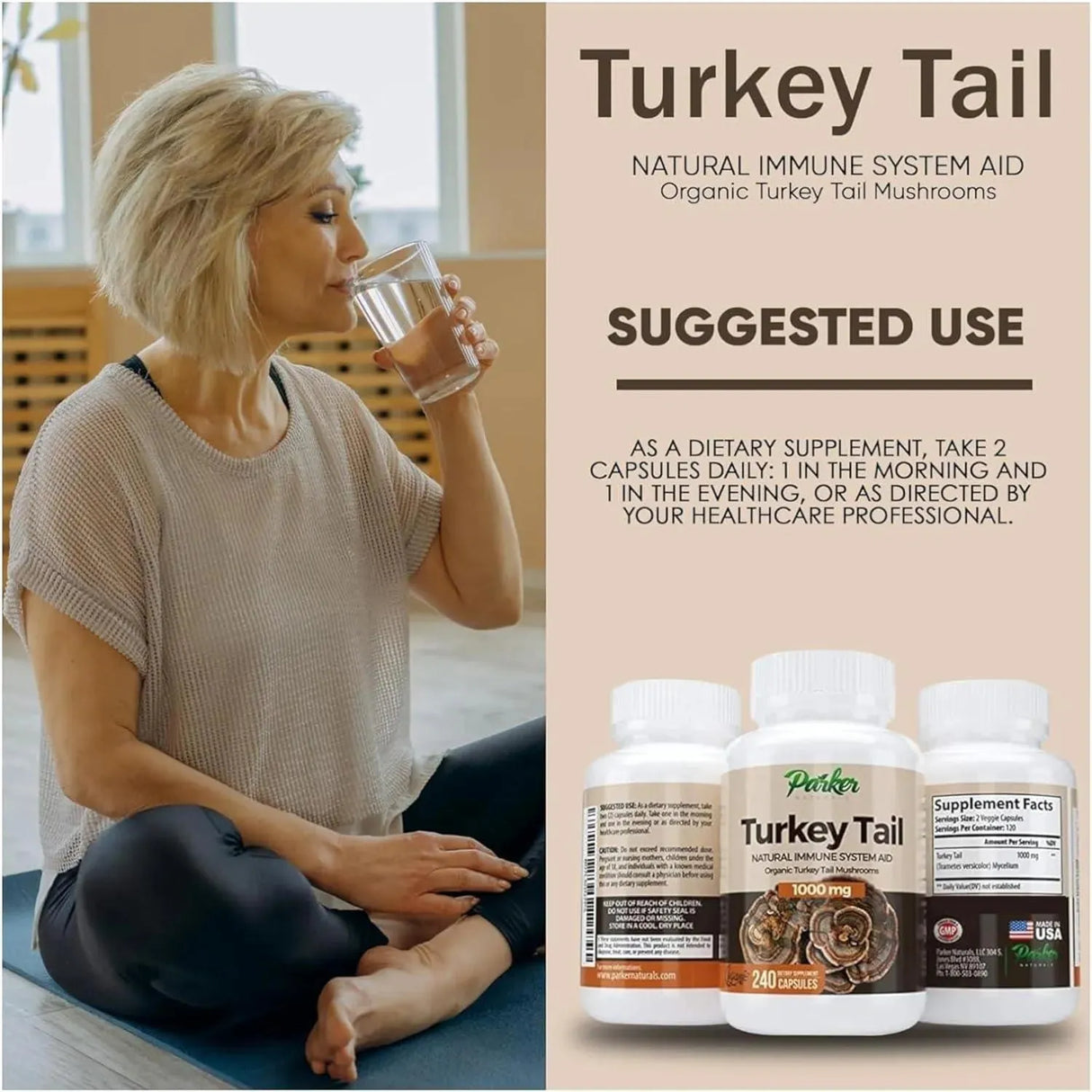 PARKER NATURALS - Parker Naturals Premium Organic Turkey Tail Mushroom 120 Capsulas - The Red Vitamin MX - Suplementos Alimenticios - {{ shop.shopifyCountryName }}