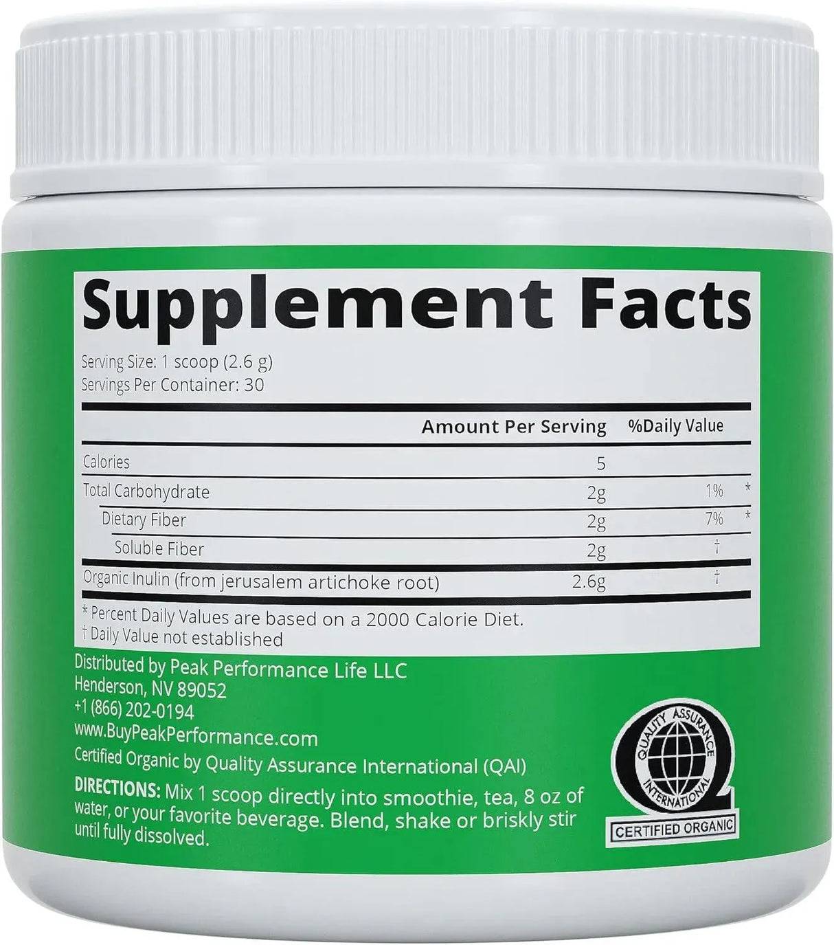 PEAK PERFORMANCE - Peak Performance Organic Inulin Powder 78Gr. - The Red Vitamin MX - Suplementos Alimenticios - {{ shop.shopifyCountryName }}