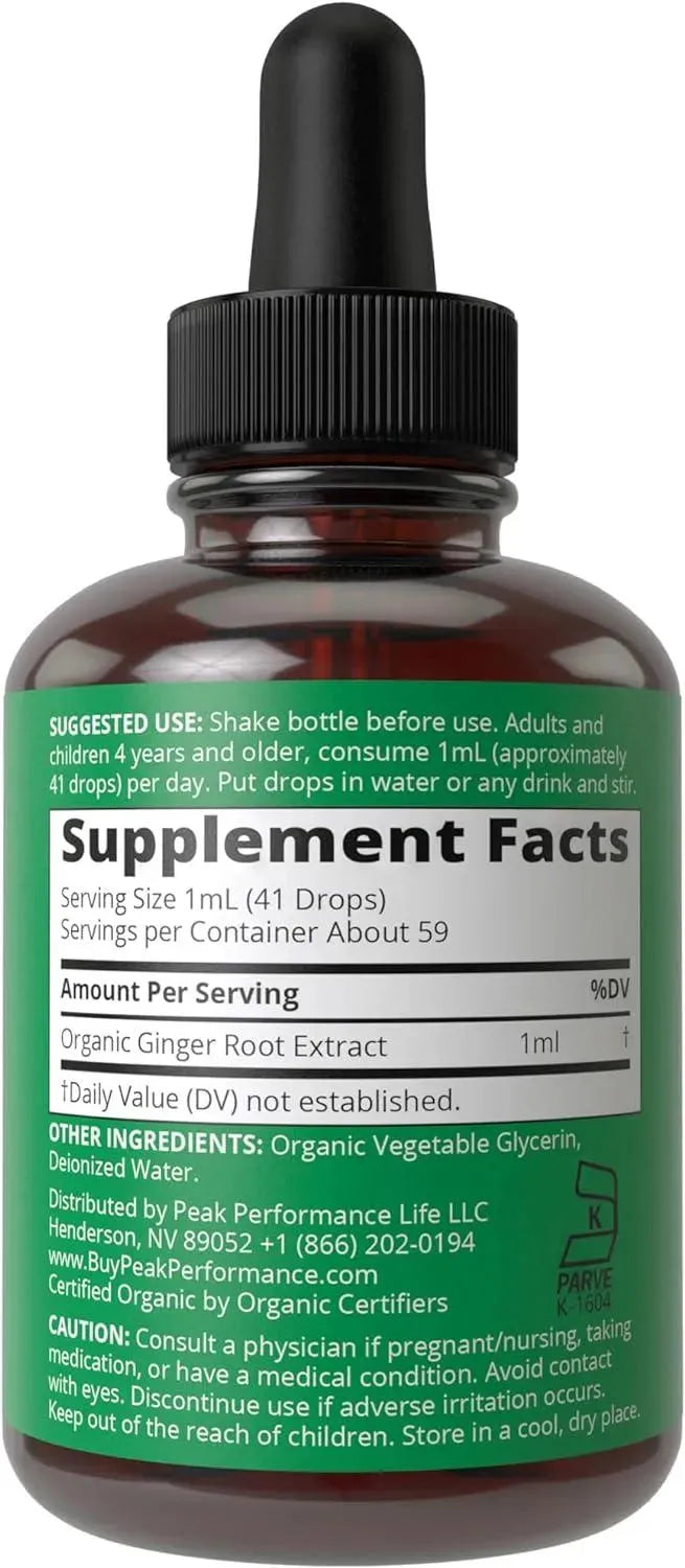 PEAK PERFORMANCE - Peak Performance USDA Organic Ginger Root Extract Liquid Drops 59Ml. - The Red Vitamin MX - Suplementos Alimenticios - {{ shop.shopifyCountryName }}
