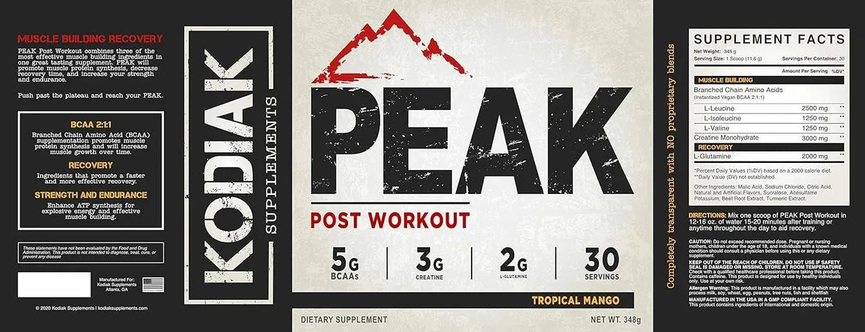 PEAK PERFORMANCE - Peak Post Workout BCAA 2:1:1 30 Servicios Tropical Mango 348Gr. - The Red Vitamin MX - Suplementos Alimenticios - {{ shop.shopifyCountryName }}