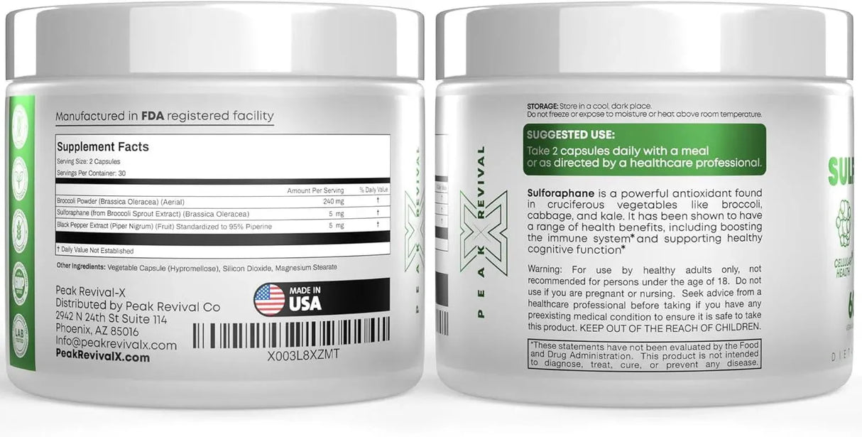 PEAK REVIVAL X - Peak Revival-X Sulforaphane 250Mg. 60 Capsulas - The Red Vitamin MX - Suplementos Alimenticios - {{ shop.shopifyCountryName }}