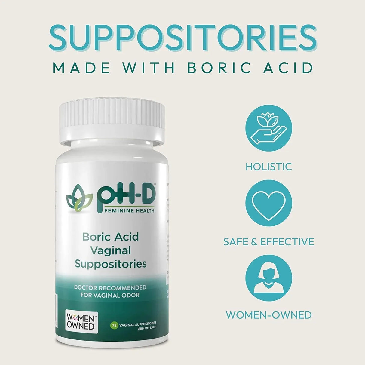 PH-D FEMININE HEALTH SUPPORT - pH-D Feminine Health 600Mg. Boric Acid Suppositories 72 Supositorios - The Red Vitamin MX - Supositorios De Ácido Bórico - {{ shop.shopifyCountryName }}