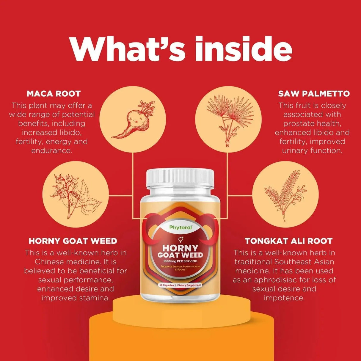 PHYTORAL - Phytoral Pure Horny Goat Weed Extract with Maca Powder 60 Capsulas - The Red Vitamin MX - Suplementos Alimenticios - {{ shop.shopifyCountryName }}