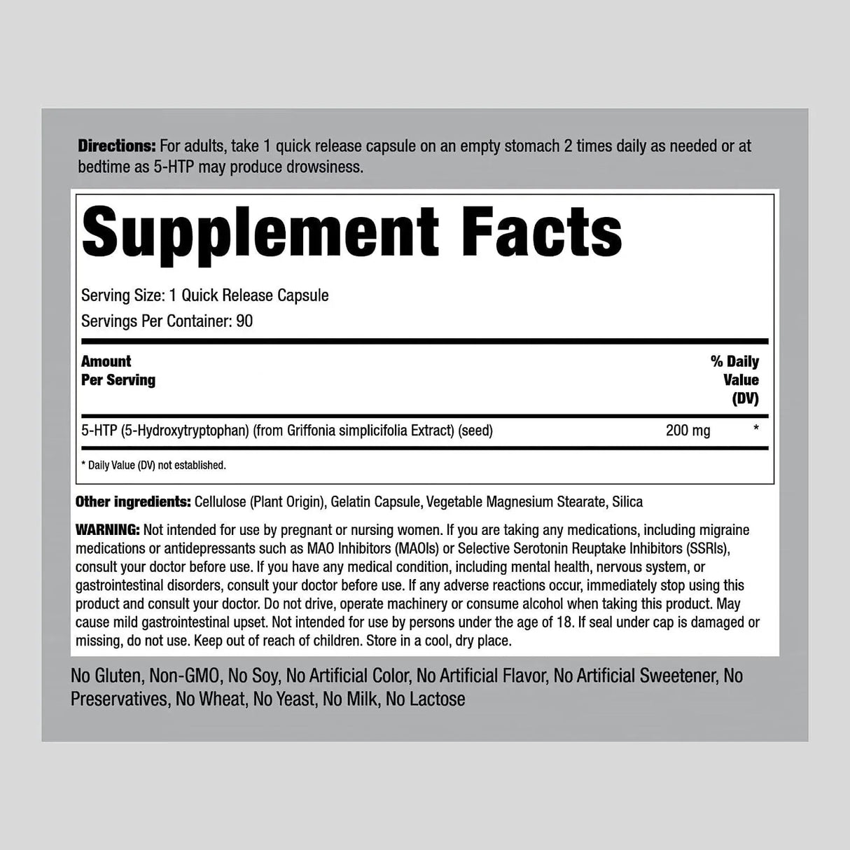 PIPING ROCK - Piping Rock 5HTP 200Mg. 90 Capsulas - The Red Vitamin MX - Suplementos Alimenticios - {{ shop.shopifyCountryName }}