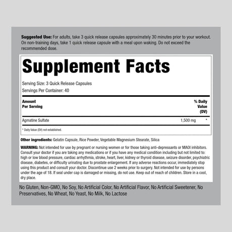 PIPING ROCK - Piping Rock Agmatine Sulfate 1500Mg. 120 Capsulas - The Red Vitamin MX - Suplementos Alimenticios - {{ shop.shopifyCountryName }}