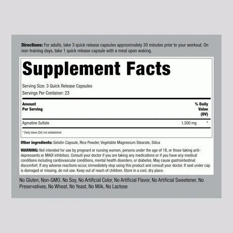 PIPING ROCK - Piping Rock Agmatine Sulfate 1500Mg. 70 Capsulas - The Red Vitamin MX - Suplementos Alimenticios - {{ shop.shopifyCountryName }}