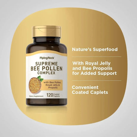 PIPING ROCK - Piping Rock Bee Pollen Complex with Bee Propolis & Royal Jelly 120 Capsulas - The Red Vitamin MX - Suplementos Alimenticios - {{ shop.shopifyCountryName }}