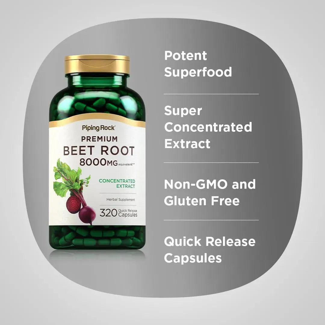 PIPING ROCK - Piping Rock Beet Root 8000Mg. 320 Capsulas - The Red Vitamin MX - Suplementos Alimenticios - {{ shop.shopifyCountryName }}