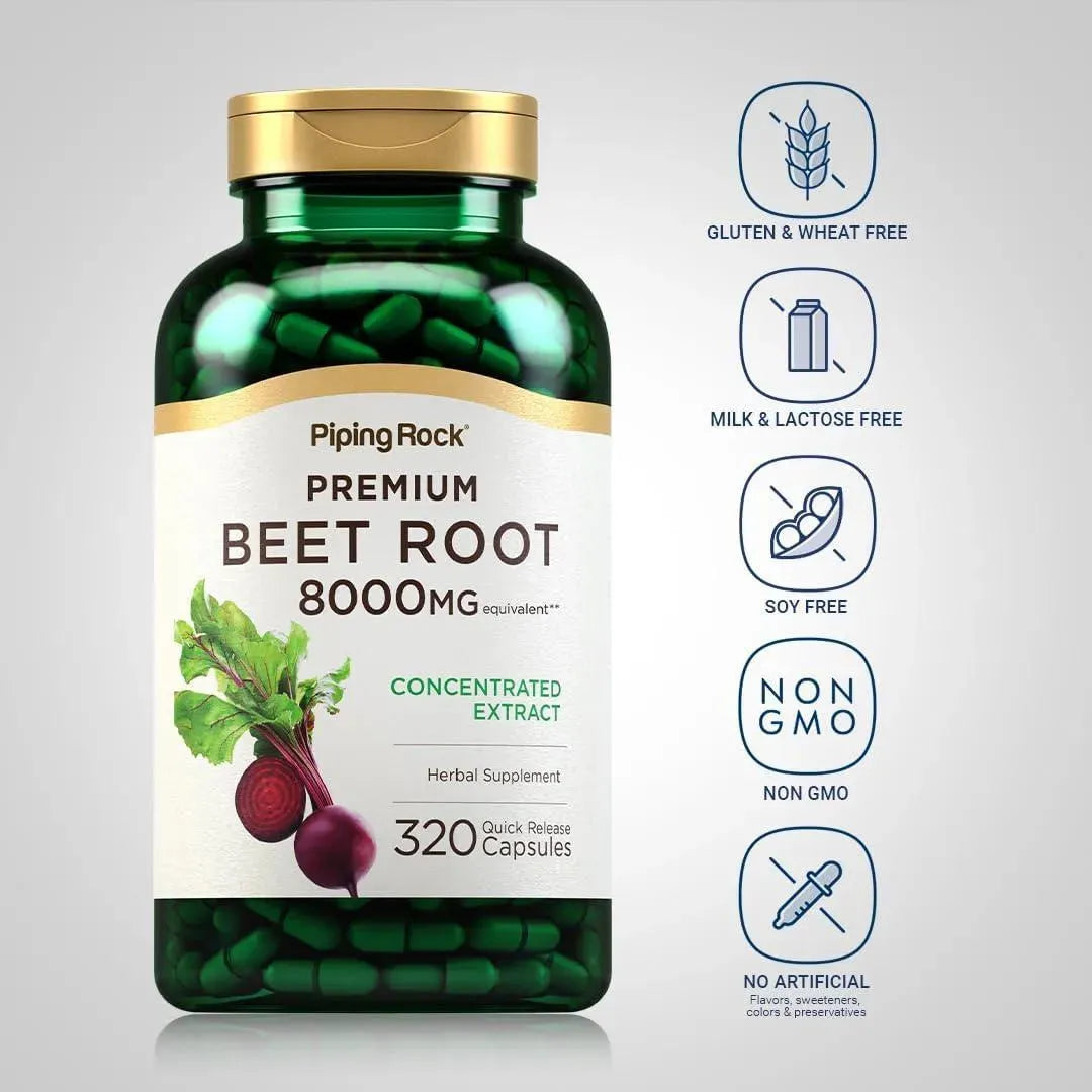 PIPING ROCK - Piping Rock Beet Root 8000Mg. 320 Capsulas - The Red Vitamin MX - Suplementos Alimenticios - {{ shop.shopifyCountryName }}