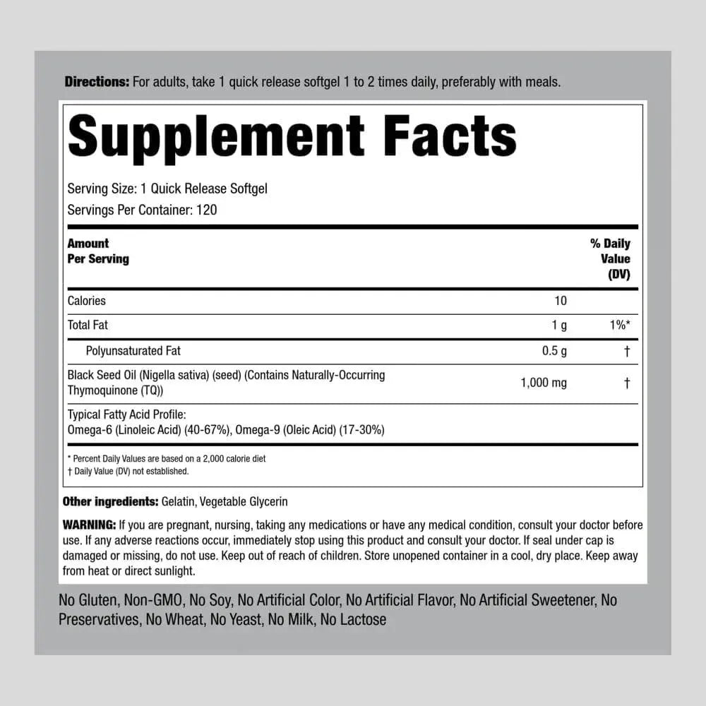 PIPING ROCK - Piping Rock Black Seed Oil 1000Mg. 120 Capsulas Blandas - The Red Vitamin MX - Suplementos Alimenticios - {{ shop.shopifyCountryName }}