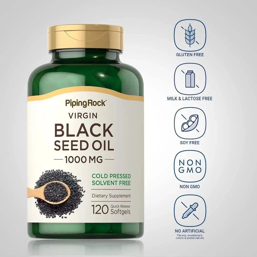 PIPING ROCK - Piping Rock Black Seed Oil 1000Mg. 120 Capsulas Blandas - The Red Vitamin MX - Suplementos Alimenticios - {{ shop.shopifyCountryName }}