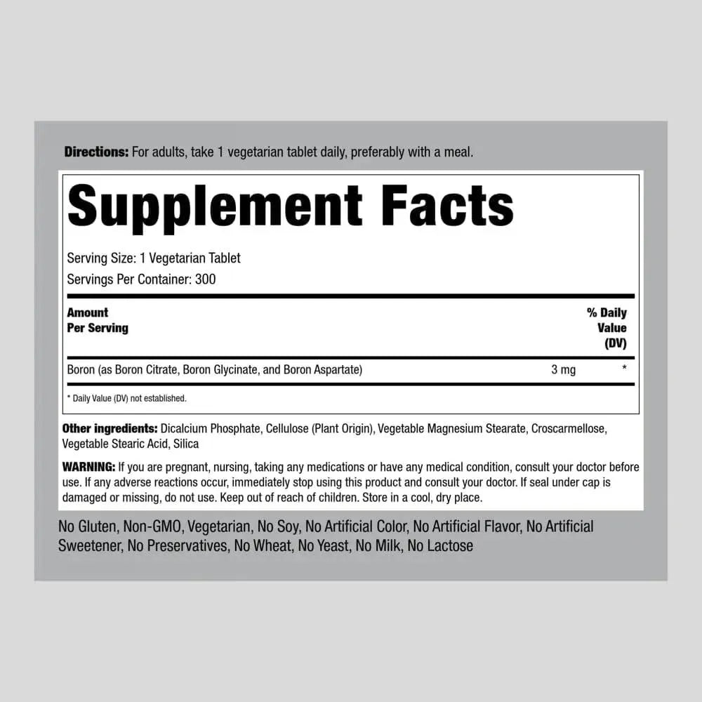 PIPING ROCK - Piping Rock Boron 3 Mg. 300 Tabletas - The Red Vitamin MX - Suplementos Alimenticios - {{ shop.shopifyCountryName }}