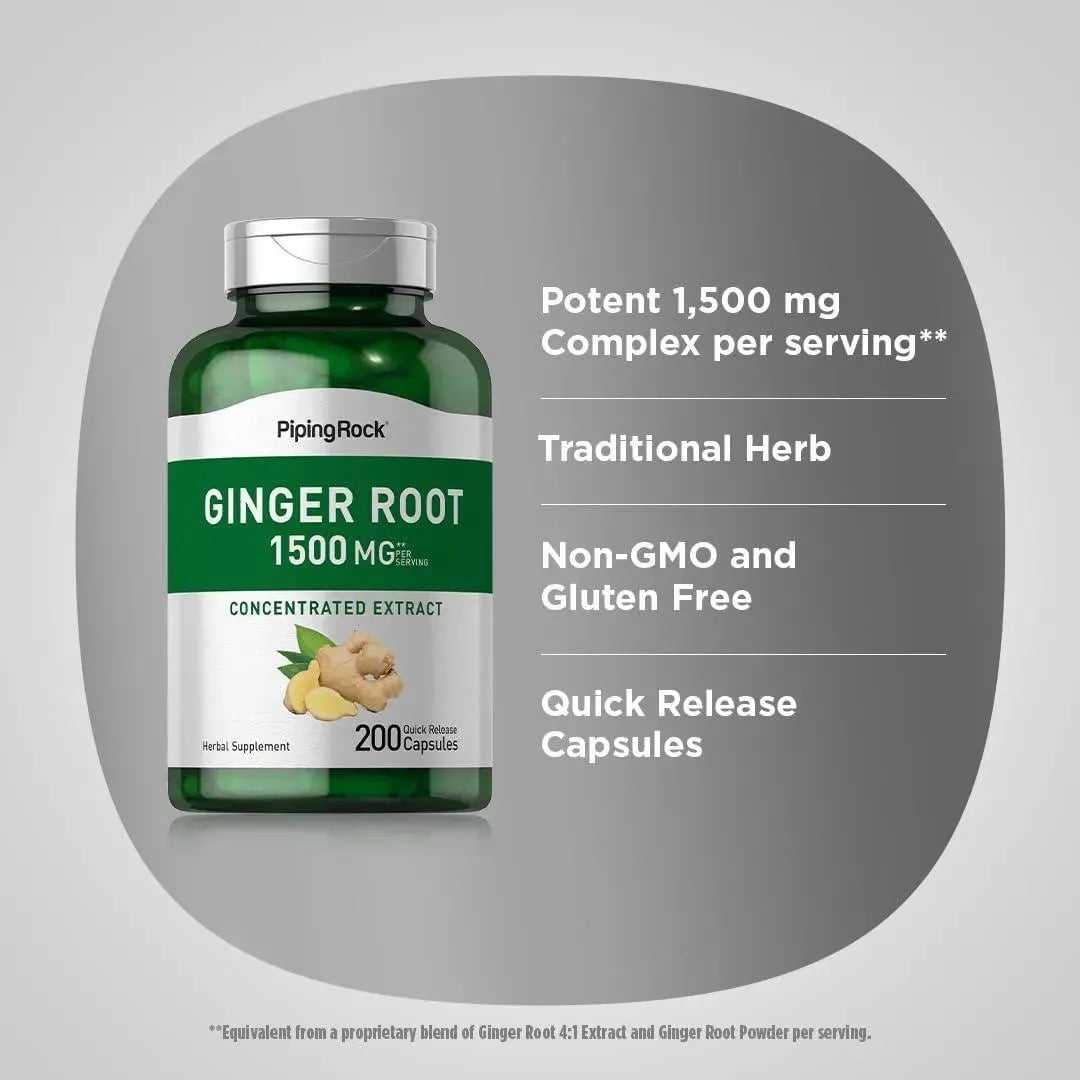 PIPING ROCK - Piping Rock Ginger Root 1500Mg. 200 Capsulas - The Red Vitamin MX - Suplementos Alimenticios - {{ shop.shopifyCountryName }}