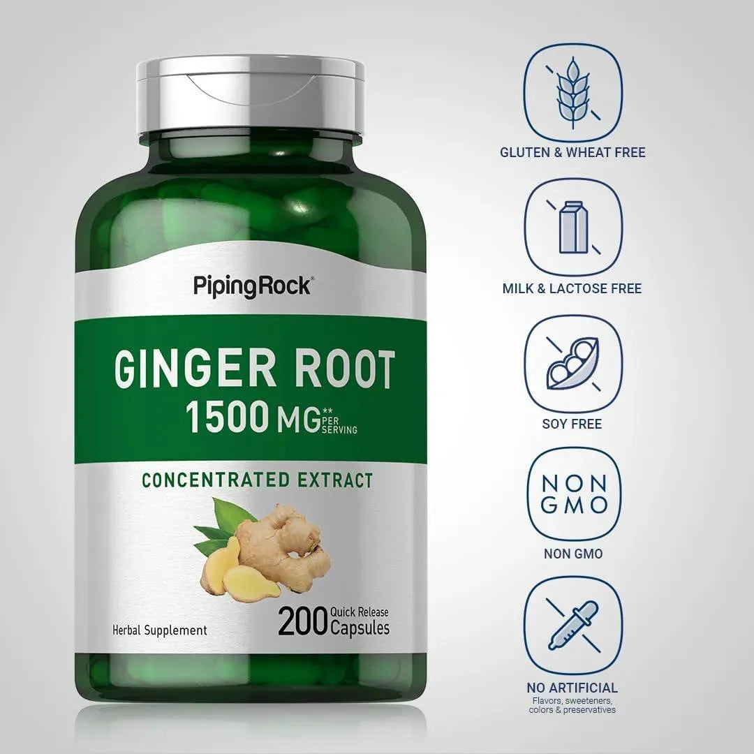 PIPING ROCK - Piping Rock Ginger Root 1500Mg. 200 Capsulas - The Red Vitamin MX - Suplementos Alimenticios - {{ shop.shopifyCountryName }}
