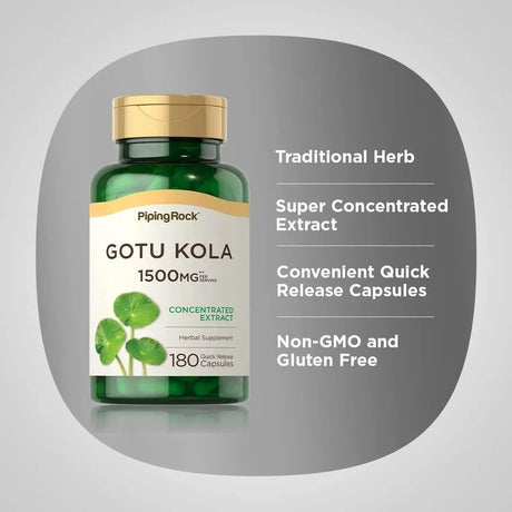 PIPING ROCK - Piping Rock Gotu Kola 1500Mg. 180 Capsulas - The Red Vitamin MX - Suplementos Alimenticios - {{ shop.shopifyCountryName }}