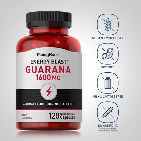 PIPING ROCK - Piping Rock Guarana 1600Mg. 120 Capsulas - The Red Vitamin MX - Suplementos Alimenticios - {{ shop.shopifyCountryName }}