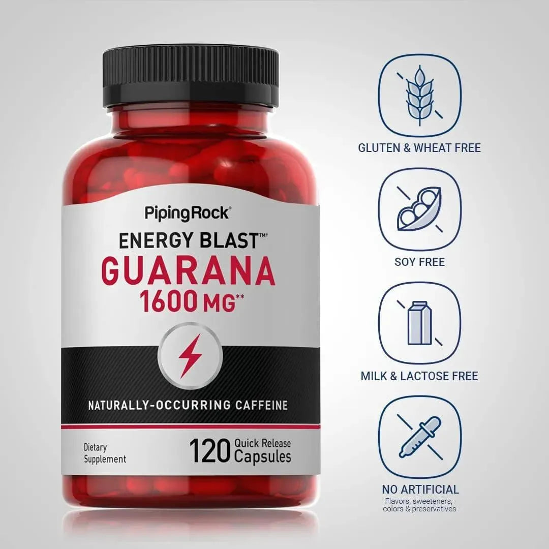PIPING ROCK - Piping Rock Guarana 1600Mg. 120 Capsulas - The Red Vitamin MX - Suplementos Alimenticios - {{ shop.shopifyCountryName }}